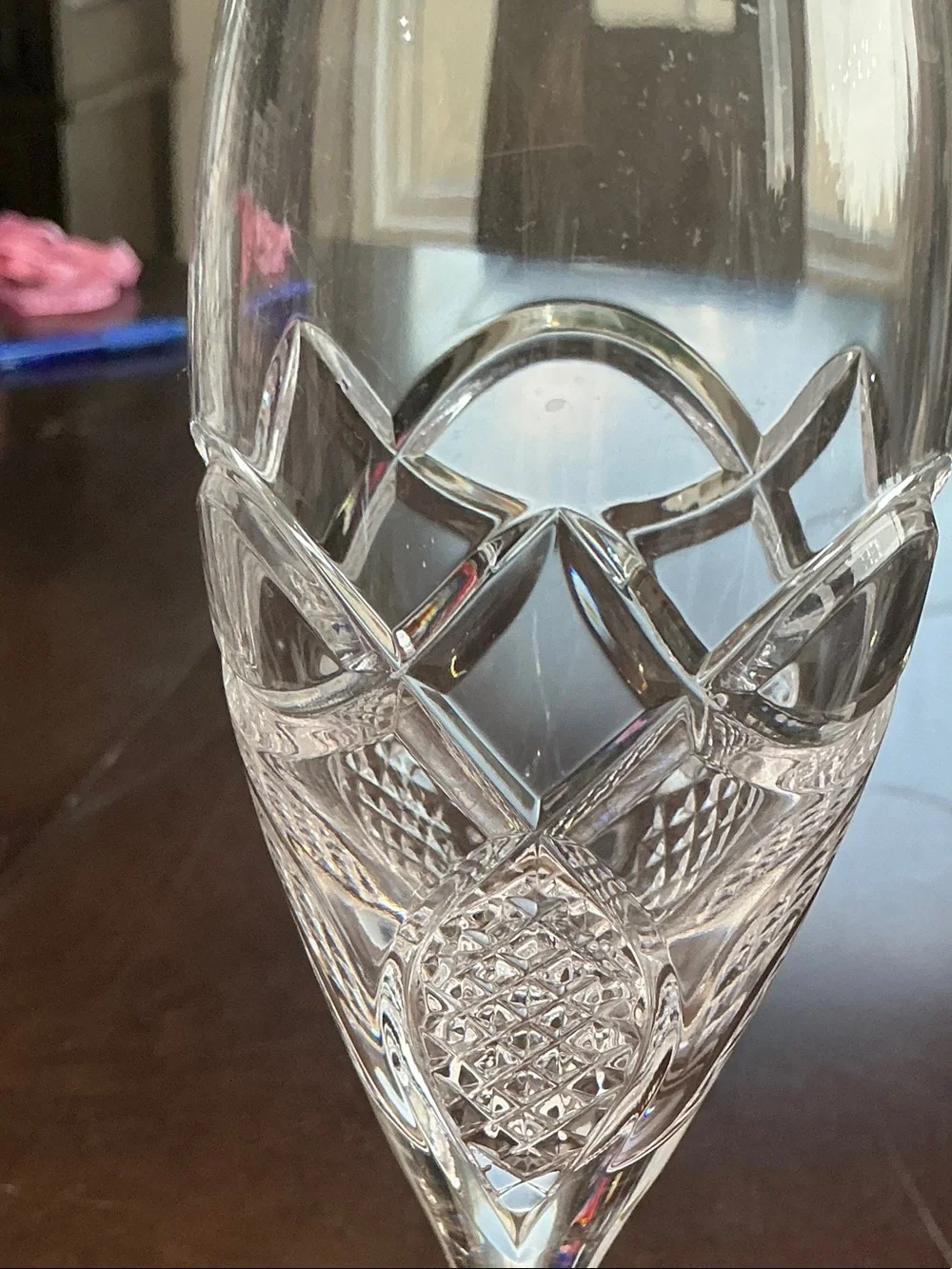 Waterford Crystal Clear Cut-Glass Champagne Flutes - Pair